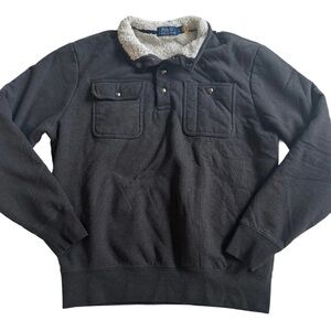 Polo Ralph Lauren Men's Gray Sherpa Snap Fleece Pullover Sweatshirt L